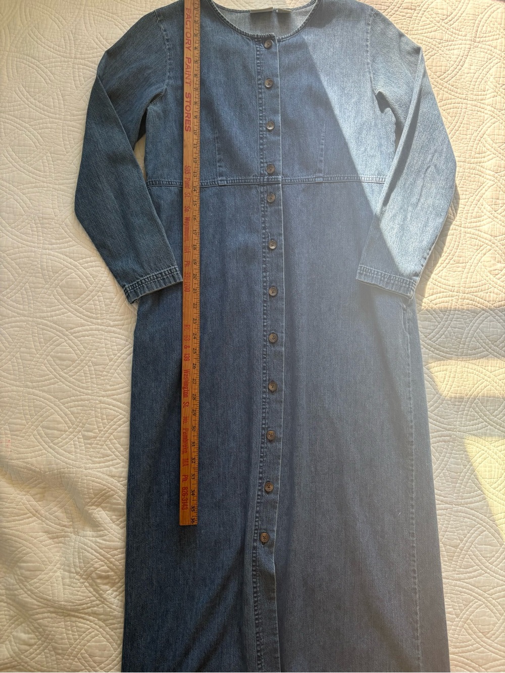 L.L. Bean Vintage Denim Maxi Dress Button-Front Size 10 — image 4 of 8